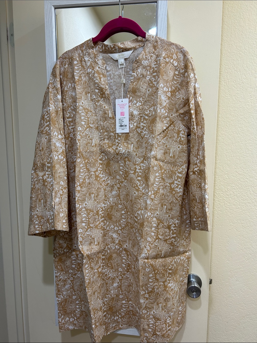 Lilly Pulitzer Tan & White Printed Tunic Dress - annadetta linen tunic